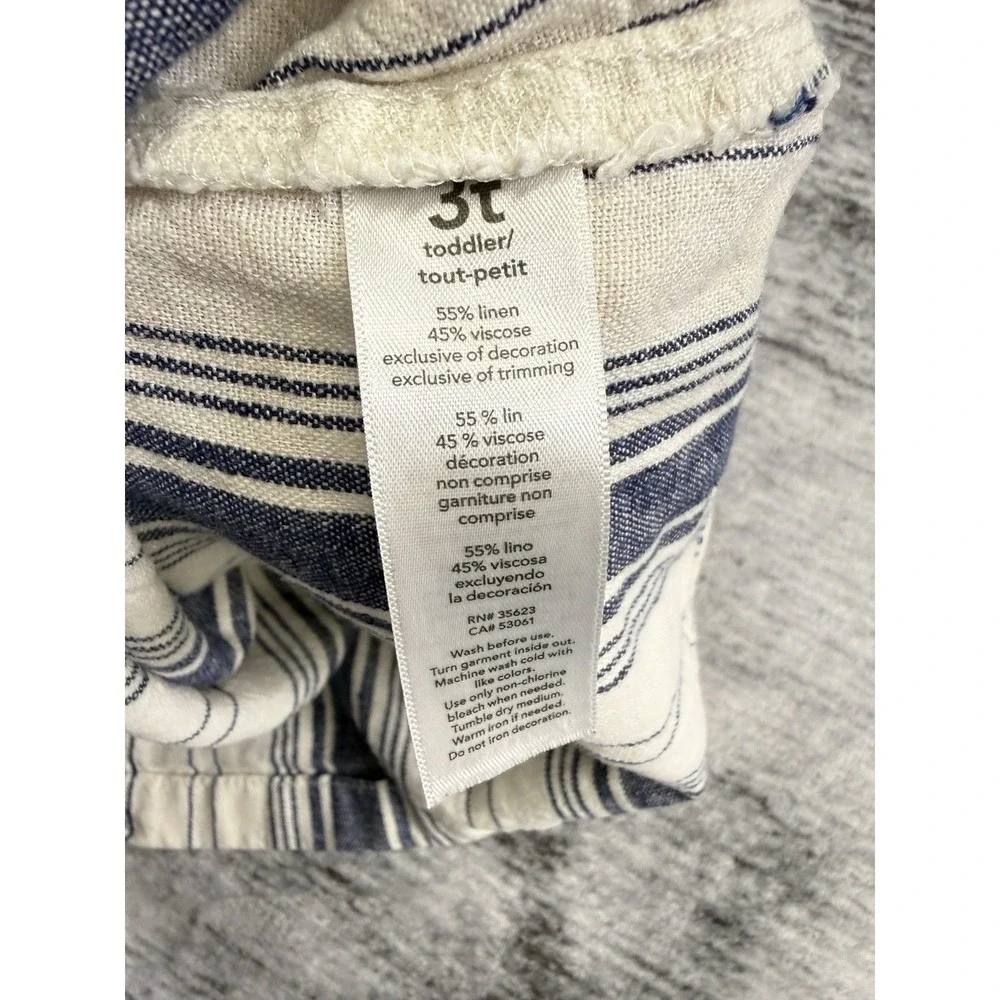 Carter's Linen Blend Tank Top Girls Size 3T Striped Nautical Beachy Boho